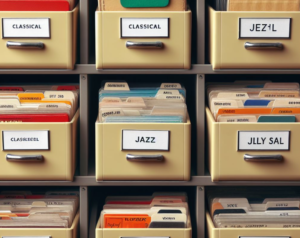 neatly organized file cabinets with label makers written categories