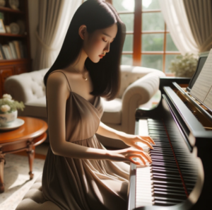 playing piano at home